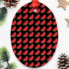 Watermelon Slice Red Black Fruite Oval Ornament (two Sides) by Mariart