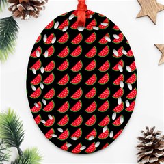 Watermelon Slice Red Black Fruite Ornament (Oval Filigree)