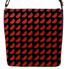 Watermelon Slice Red Black Fruite Flap Messenger Bag (S)