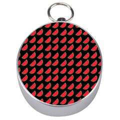 Watermelon Slice Red Black Fruite Silver Compasses