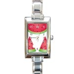 Watermelon Slice Red Green Fruite Rectangle Italian Charm Watch Front