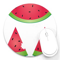 Watermelon Slice Red Green Fruite Round Mousepads by Mariart