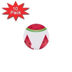 Watermelon Slice Red Green Fruite 1  Mini Buttons (10 Pack)  by Mariart