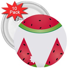 Watermelon Slice Red Green Fruite 3  Buttons (10 Pack) 