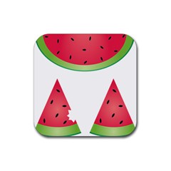 Watermelon Slice Red Green Fruite Rubber Coaster (square) 