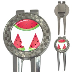 Watermelon Slice Red Green Fruite 3-in-1 Golf Divots by Mariart