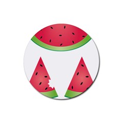 Watermelon Slice Red Green Fruite Rubber Coaster (round) 