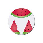 Watermelon Slice Red Green Fruite Rubber Coaster (Round)  Front