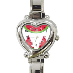 Watermelon Slice Red Green Fruite Heart Italian Charm Watch by Mariart