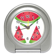 Watermelon Slice Red Green Fruite Travel Alarm Clocks by Mariart