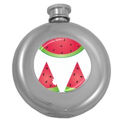 Watermelon Slice Red Green Fruite Round Hip Flask (5 Oz) by Mariart