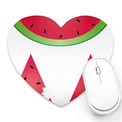 Watermelon Slice Red Green Fruite Heart Mousepads by Mariart