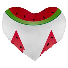 Watermelon Slice Red Green Fruite Large 19  Premium Flano Heart Shape Cushions by Mariart