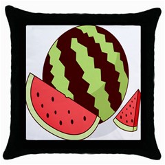 Watermelon Slice Red Green Fruite Circle Throw Pillow Case (Black)