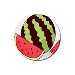 Watermelon Slice Red Green Fruite Circle Rubber Coaster (Round)  Front