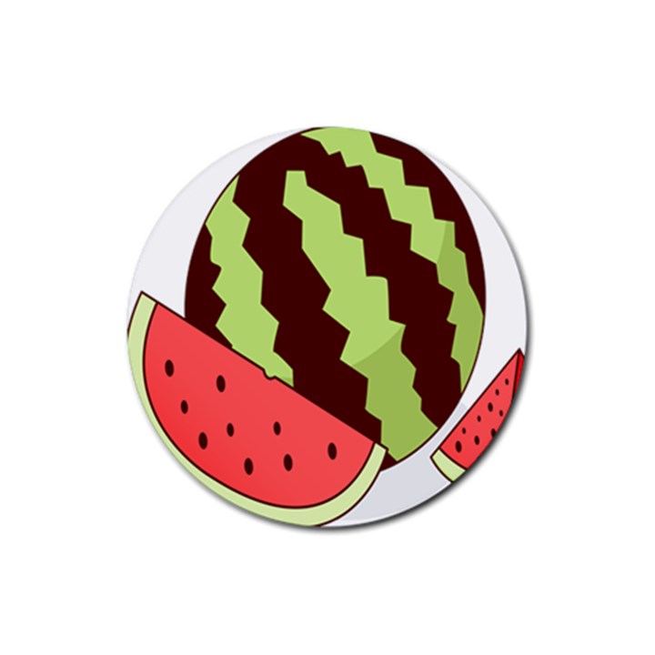 Watermelon Slice Red Green Fruite Circle Rubber Coaster (Round) 