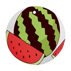 Watermelon Slice Red Green Fruite Circle Round Ornament (Two Sides)