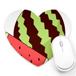 Watermelon Slice Red Green Fruite Circle Heart Mousepads Front