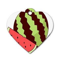 Watermelon Slice Red Green Fruite Circle Dog Tag Heart (Two Sides)