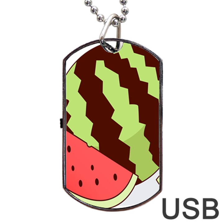 Watermelon Slice Red Green Fruite Circle Dog Tag USB Flash (Two Sides)