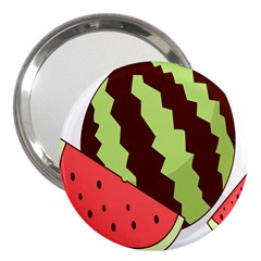 Watermelon Slice Red Green Fruite Circle 3  Handbag Mirrors