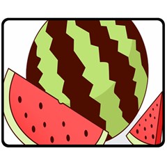 Watermelon Slice Red Green Fruite Circle Double Sided Fleece Blanket (Medium) 