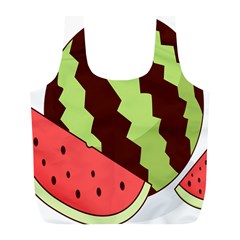 Watermelon Slice Red Green Fruite Circle Full Print Recycle Bags (l)  by Mariart