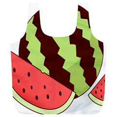 Watermelon Slice Red Green Fruite Circle Full Print Recycle Bags (L) 