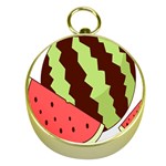 Watermelon Slice Red Green Fruite Circle Gold Compasses Front