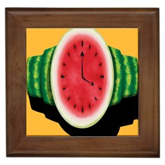 Watermelon Slice Red Orange Green Black Fruite Time Framed Tiles by Mariart