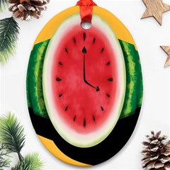 Watermelon Slice Red Orange Green Black Fruite Time Ornament (oval) by Mariart