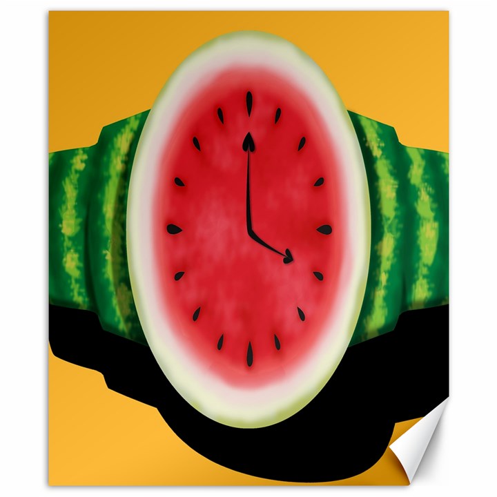 Watermelon Slice Red Orange Green Black Fruite Time Canvas 8  x 10 