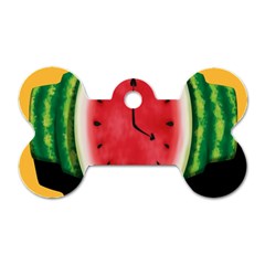 Watermelon Slice Red Orange Green Black Fruite Time Dog Tag Bone (one Side) by Mariart