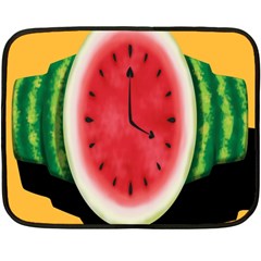 Watermelon Slice Red Orange Green Black Fruite Time Fleece Blanket (mini) by Mariart