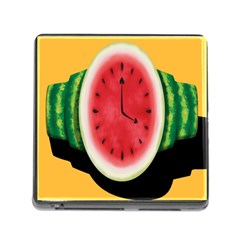 Watermelon Slice Red Orange Green Black Fruite Time Memory Card Reader (square) by Mariart