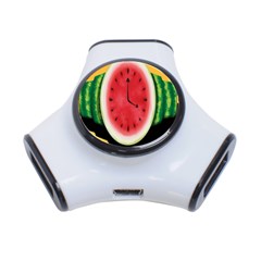 Watermelon Slice Red Orange Green Black Fruite Time 3-port Usb Hub by Mariart