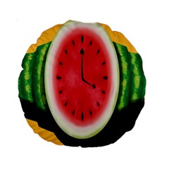 Watermelon Slice Red Orange Green Black Fruite Time Standard 15  Premium Round Cushions by Mariart