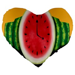 Watermelon Slice Red Orange Green Black Fruite Time Large 19  Premium Heart Shape Cushions by Mariart