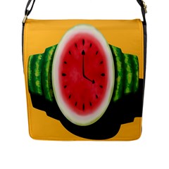 Watermelon Slice Red Orange Green Black Fruite Time Flap Messenger Bag (l)  by Mariart