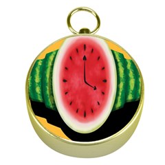 Watermelon Slice Red Orange Green Black Fruite Time Gold Compasses by Mariart