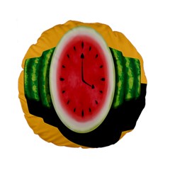 Watermelon Slice Red Orange Green Black Fruite Time Standard 15  Premium Flano Round Cushions by Mariart