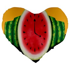 Watermelon Slice Red Orange Green Black Fruite Time Large 19  Premium Flano Heart Shape Cushions