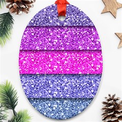 Violet Girly Glitter Pink Blue Ornament (oval)