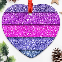 Violet Girly Glitter Pink Blue Ornament (heart) by Mariart