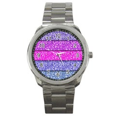 Violet Girly Glitter Pink Blue Sport Metal Watch by Mariart