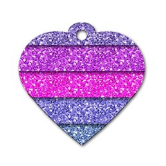 Violet Girly Glitter Pink Blue Dog Tag Heart (one Side) by Mariart