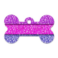 Violet Girly Glitter Pink Blue Dog Tag Bone (two Sides) by Mariart