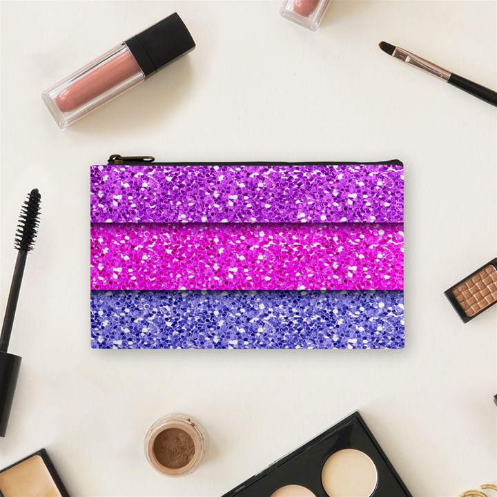 Violet Girly Glitter Pink Blue Cosmetic Bag (Small) 