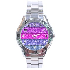 Violet Girly Glitter Pink Blue Stainless Steel Analogue Watch by Mariart