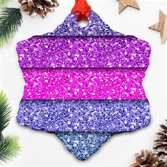 Violet Girly Glitter Pink Blue Snowflake Ornament (two Sides) by Mariart